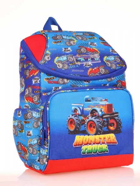Kaukko Kids Mavi Kırmızı Kamyon Erkek Çocuk Okul Sırt Çantası - Benzersiz Tasarım