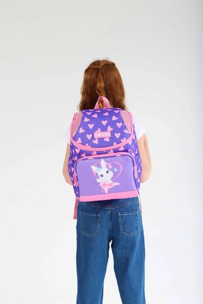 Kaukko Kids Mor Sevimli Tavşan Kız Çocuk Okul Sırt Çantası - Özel Tasarım - Resim 4