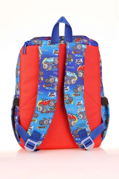 Kaukko Kids Mavi Kırmızı Kamyon Erkek Çocuk Okul Sırt Çantası - Benzersiz Tasarım - Resim 2