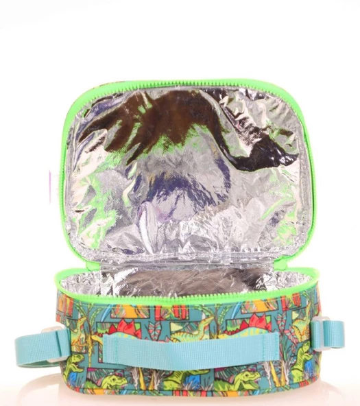 Kaukko Yeşil Sevimli Dinazor Üçlü İlkokul Okul Çanta Seti - Erkek Çocuk - Resim 3