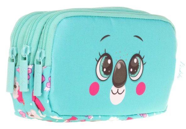 Kaukko Üç Bölmeli Sevimli Koala Yeşil Kız Çocuk Kalem Çantası ürün görseli