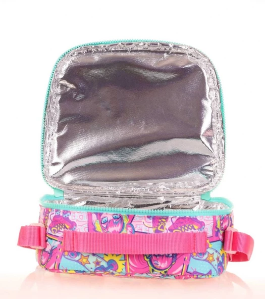 Kaukko Kids Isı Yalıtımlı Kız Çocuk Pembe Yeşil Beslenme Çantası - Resim 2