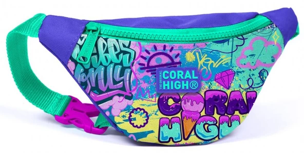 Coral High Kız Çocuk Günlük Bel Çantası - Mavi Yeşil Coral High