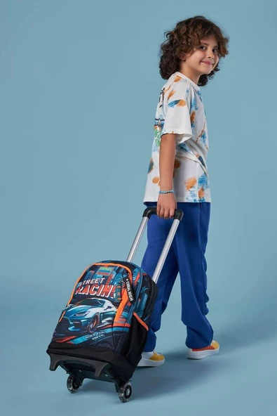 Coral High Işıklı Tekerlekli Siyah Nefti Yarış Arabası Çekçek Okul Çantası - Erkek Çocuk - Resim 3