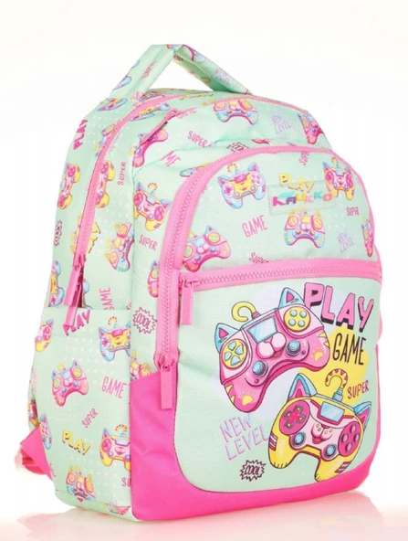 Kaukko Kids Yeşil Pembe Oyun Konsolu Kız Çocuk Okul Sırt Çantası ürün görseli