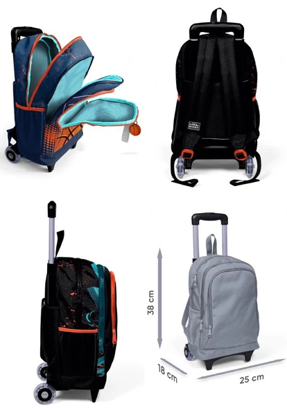 Coral High Işıklı Tekerlekli Siyah Nefti Yarış Arabası Çekçek Okul Çantası - Erkek Çocuk - Resim 2