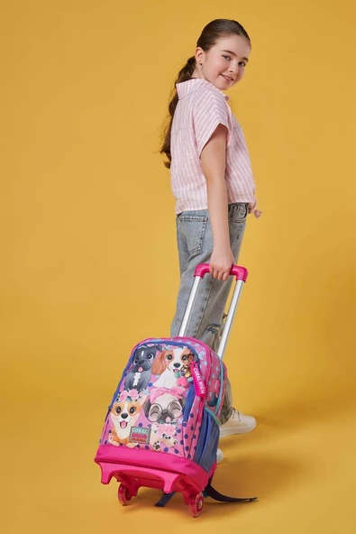 Coral High Işıklı Tekerlekli Pembe Köpek Çekçek Okul Çantası - Kız Çocuk - Resim 3