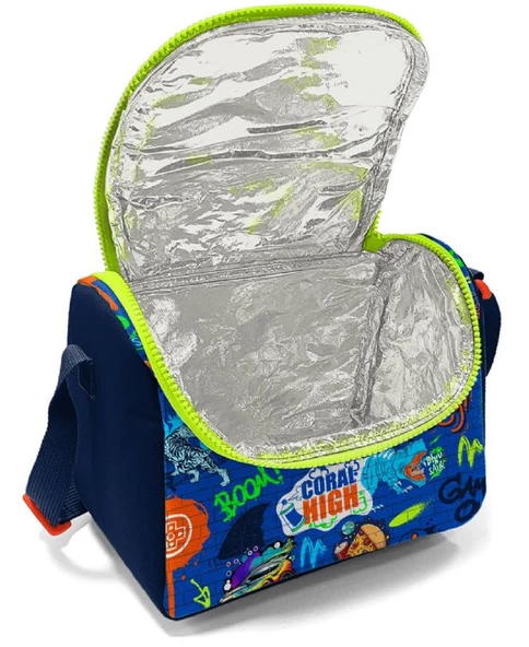 Coral High Saks Grafiti Işıklı Tekerlekli Okul Çantası ve Beslenme Seti - Erkek Çocuk - Resim 3