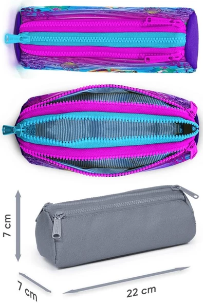 Coral High Kız Çocuk Pembe Mor Kaplumbağa Desenli İlkokul Okul Çanta Seti ve Bel Çantası - Resim 4