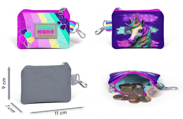 Coral High Kız Çocuk Pembe Su Yeşili Unicorn Desenli Beşli İlkokul Okul Çanta Seti - Resim 6