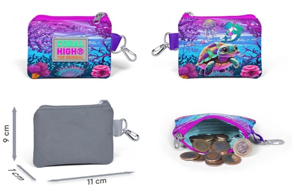Coral High Pembe Mor Kaplumbağa Bozuk Para Çantası - Kız Çocuk - Resim 2
