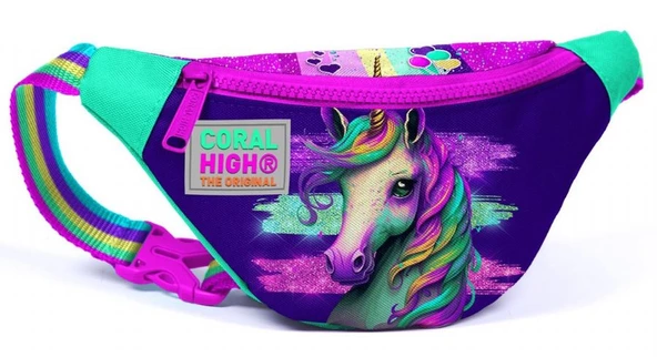 Coral High Kız Çocuk Pembe Su Yeşili Unicorn Desenli Beşli İlkokul Okul Çanta Seti - Resim 5