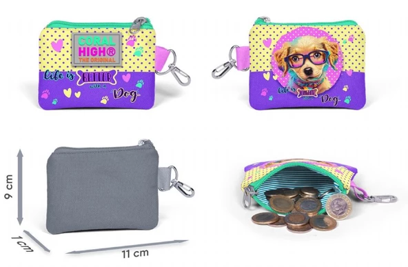 Coral High Kız Çocuk Sarı Pembe Sevimli Köpek Desenli Beşli İlkokul Okul Çanta Seti - Resim 6