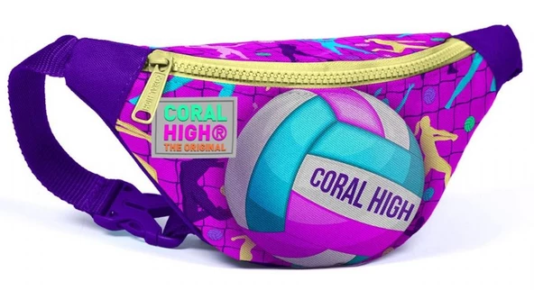 Coral High Pembe Mor Voleybol Baskılı Kız Çocuk Bel Çantası