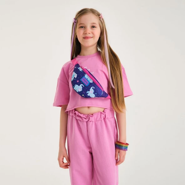 Coral High Mor Fil Kız Çocuk Üçlü Okul Çantası ve Bel Çantası Seti - Resim 5