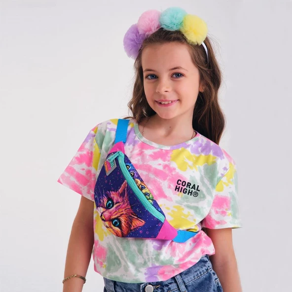 Coral High Mor Kedi Bel Çantası ve Bozuk Para Çantası Seti - Kız Çocuk - 2