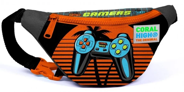 Coral High Turuncu Gamers Üçlü Okul Çantası ve Bel Çantası Seti - Resim 5
