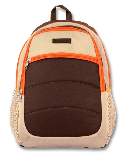 Ümit Çanta Cennec Ortaokul Kolej Lise ve Günlük Sırt Çantası - Kahverengi-Turuncu - Erkek - Resim 2