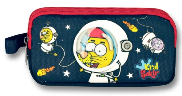Kral Şakir İki Bölmeli Kırmızı-Lacivert Astronot Kalem Çantası - Erkek - Resim 2