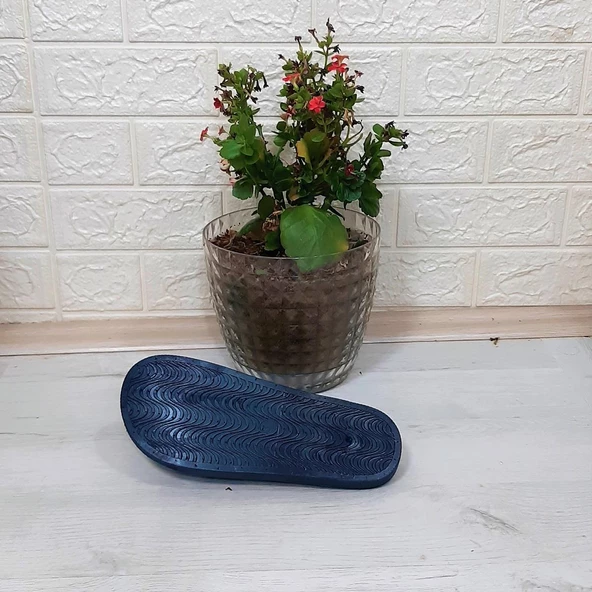 Brn 302 Lacivert Ahtapot Hasırlı Kaymaz Havuz Plaj Bayan Terliği - Resim 9