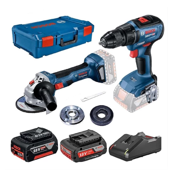 Bosch GSR 18V-50 + GWS 180-LI Akülü Taşlama ve Vidalama Set 2 Ah + 5 Ah Akü