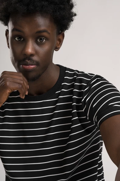 FBI Regular Fit Çizgili Likralı Bisiklet Yaka T-shirt - Resim 10