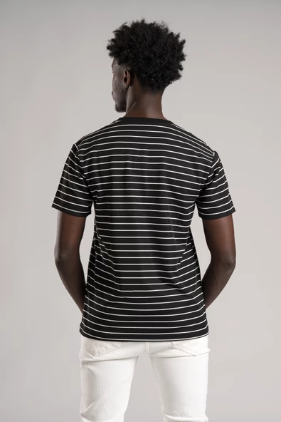 FBI Regular Fit Çizgili Likralı Bisiklet Yaka T-shirt - Resim 9