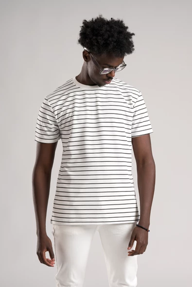 FBI Regular Fit Çizgili Likralı Bisiklet Yaka T-shirt ürün görseli