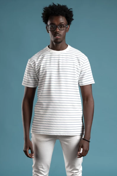 FBI Regular Fit Çizgili Likralı Bisiklet Yaka T-shirt - Resim 12