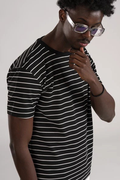 FBI Regular Fit Çizgili Likralı Bisiklet Yaka T-shirt - Resim 8