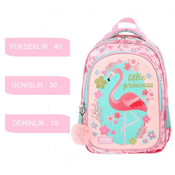 Muggle 2 Bölmeli Flamingo Okul Sırt Çantası MU-9084 - 2