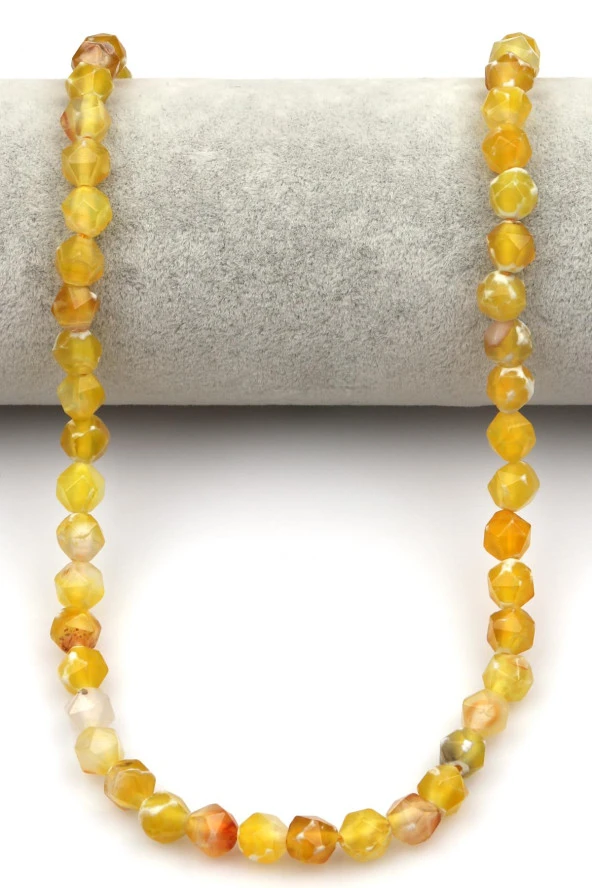 Sarı Akik Doğal Taş Dizi Hexagonel Kesim - 2