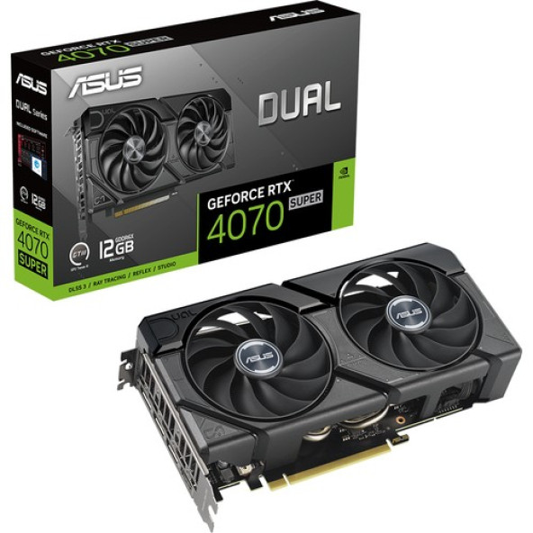 ASUS DUAL-RTX4070S-12G-EVO NVIDIA GEFORCE RTX 4070 SUPER 12GB GDDR6X 192bit 2505MHz HDMI 3xDP DLSS3 EKRAN KARTI