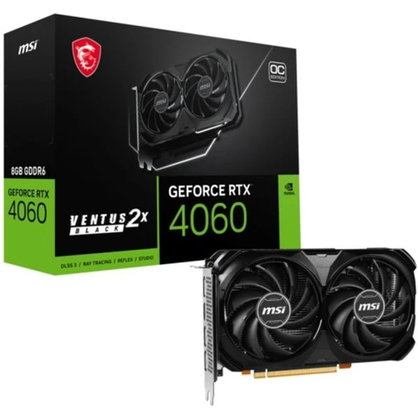 MSI RTX 4060 Ventus 2X Black 8G OC 128 Bit GDDR6 8 GB Ekran Kartı