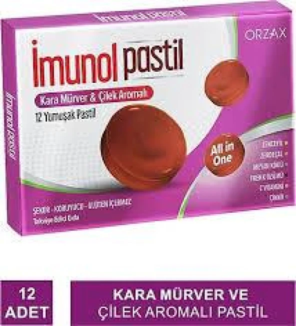 İmunol Kara Murver ve Çilek Aromalı 12 Li Pastil