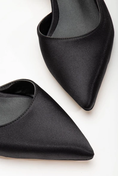 Ossie Siyah Saten Kadın Topuklu Ayakkabı - Resim 3