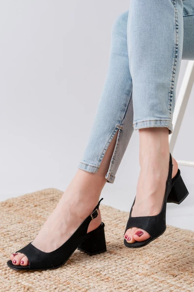 Eriola Siyah Süet Detaylı Alçak Topuklu Kadın Ayakkabı - Resim 2