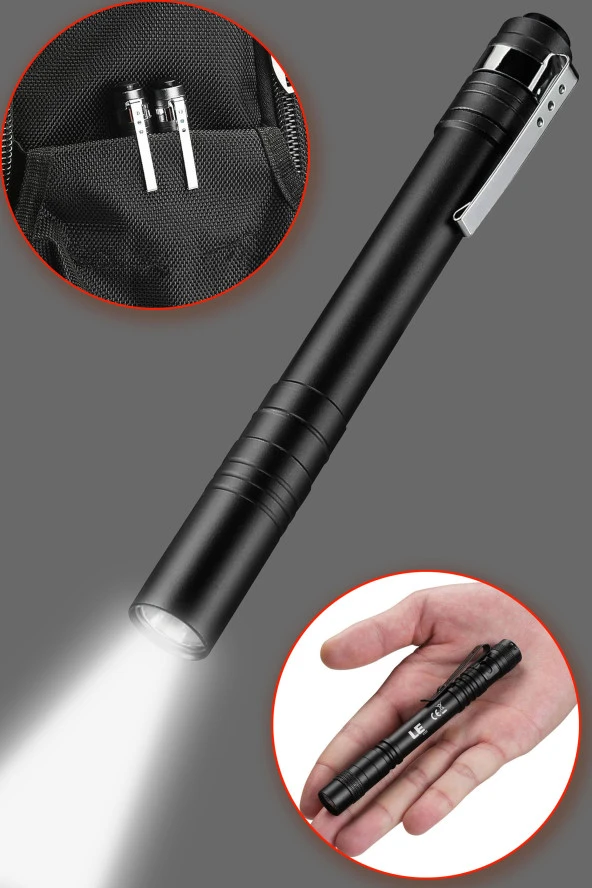 3 MOD Şarjlı Led Kalem Tipi El Feneri Zoomlu Flaşörlü Polis Feneri 5 Watt Beyaz Işık 300 Lümen - 2