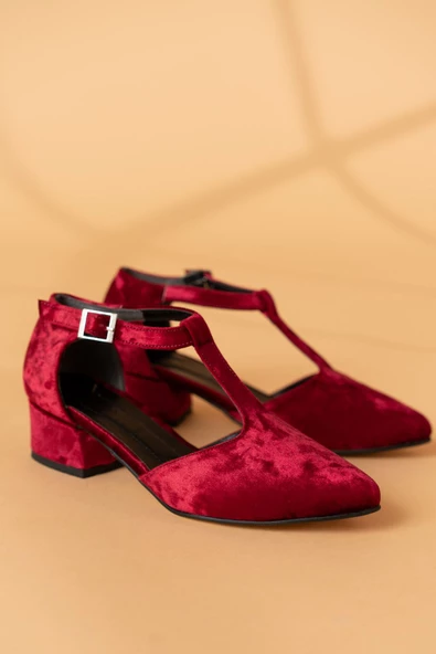 Jane Bordo Kadife Topuklu Ayakkabı - Resim 4