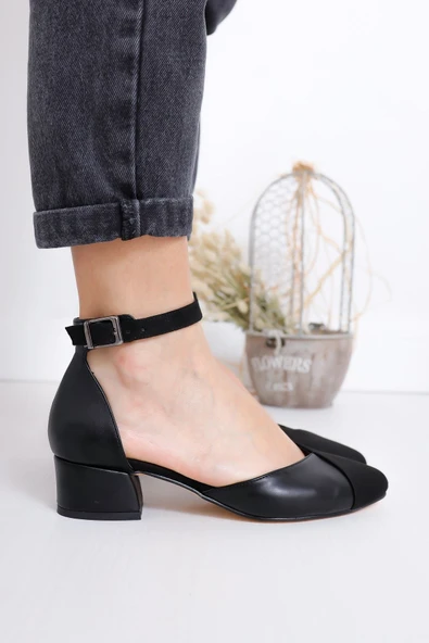 Holly Topuklu Siyah Cilt-Süet Ayakkabı - Resim 2