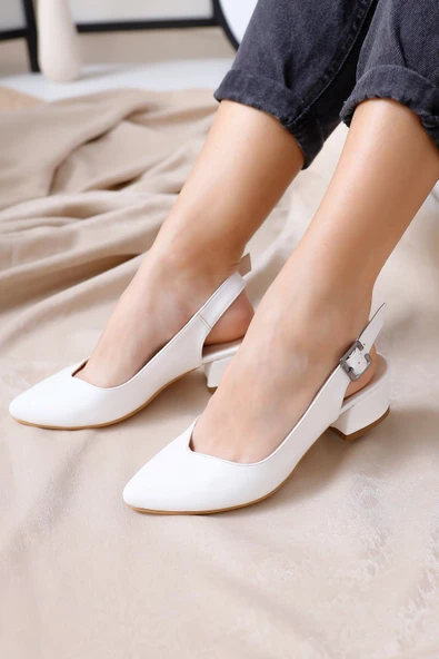 Valentina Topuklu Beyaz Cilt Ayakkabı ürün görseli