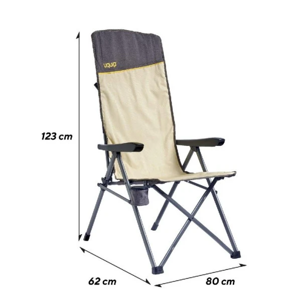 Uquip Justy XL 3 Pozisyonlu Konforlu Katlanır Kamp Sandalyesi Boulder - 3