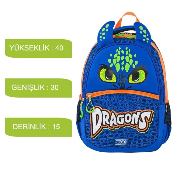 Muggle 3 Bölmeli Dragons Okul Sırt Çantası MU-9167 - 2
