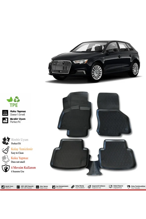 İzoref Audi A3 HB 2015 Model 4D Havuzlu Paspas ürün görseli