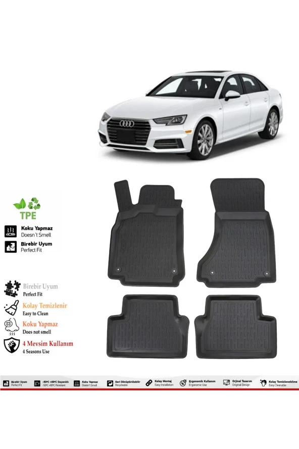 İzoref Audi A4 2016 Model 4D Havuzlu Paspas ürün görseli