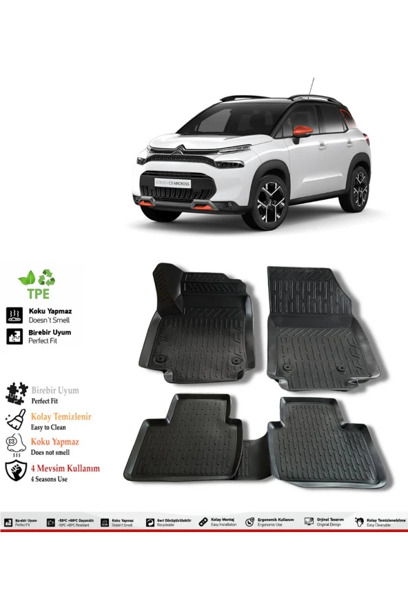İzoref Citroen C3 Aircross 2023 Model 4D Havuzlu Paspas