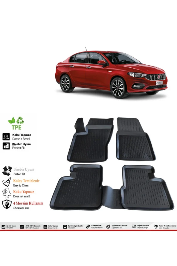 İzoref Fiat Egea Sedan 2019 Model 4D Havuzlu Paspas ürün görseli