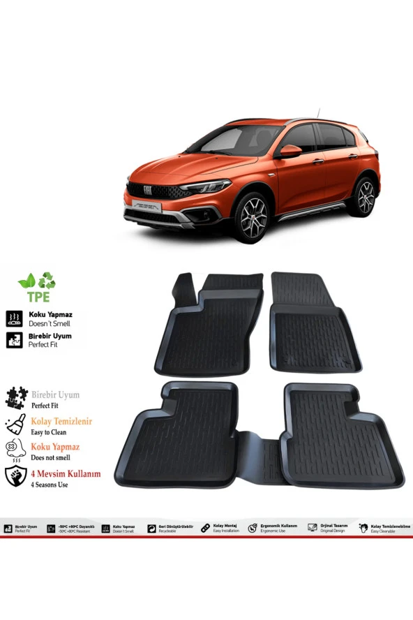 İzoref Fiat Egea Cross 2024 Model 4D Havuzlu Paspas ürün görseli