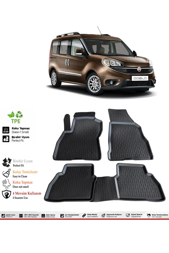 İzoref Fiat Doblo 2018 Model 4D Havuzlu Paspas ürün görseli