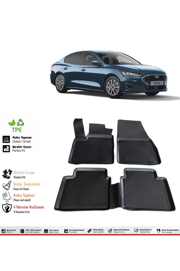 İzoref Ford Focus 5 2023 Model 4D Havuzlu Paspas ürün görseli